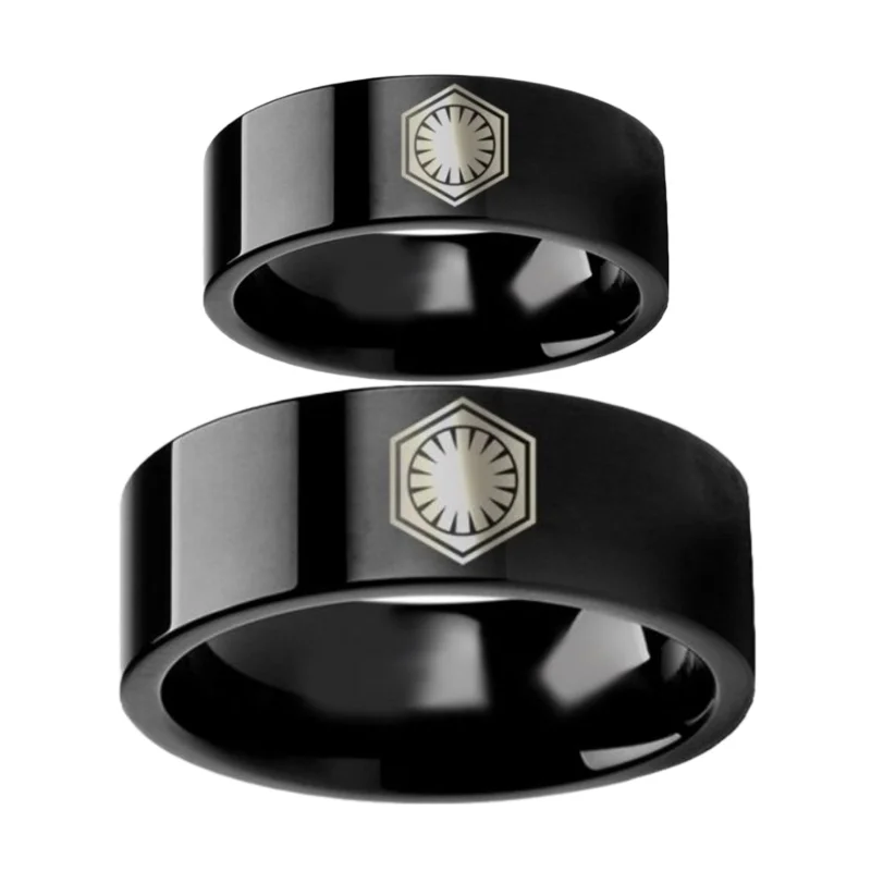 Unique rings for women-Star Wars First Order Black Tungsten Couple's Matching Wedding Band Set