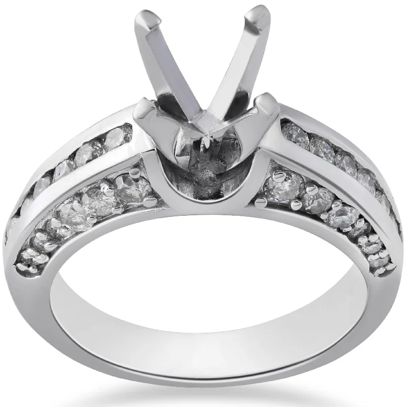 Engagement rings with diamond floral designs-1ct Diamond Semi Mount Engagement Ring Setting 14K