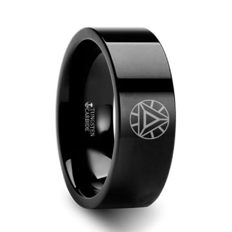 Women’s black diamond rings-Iron Man Black Tungsten Men's Wedding Band