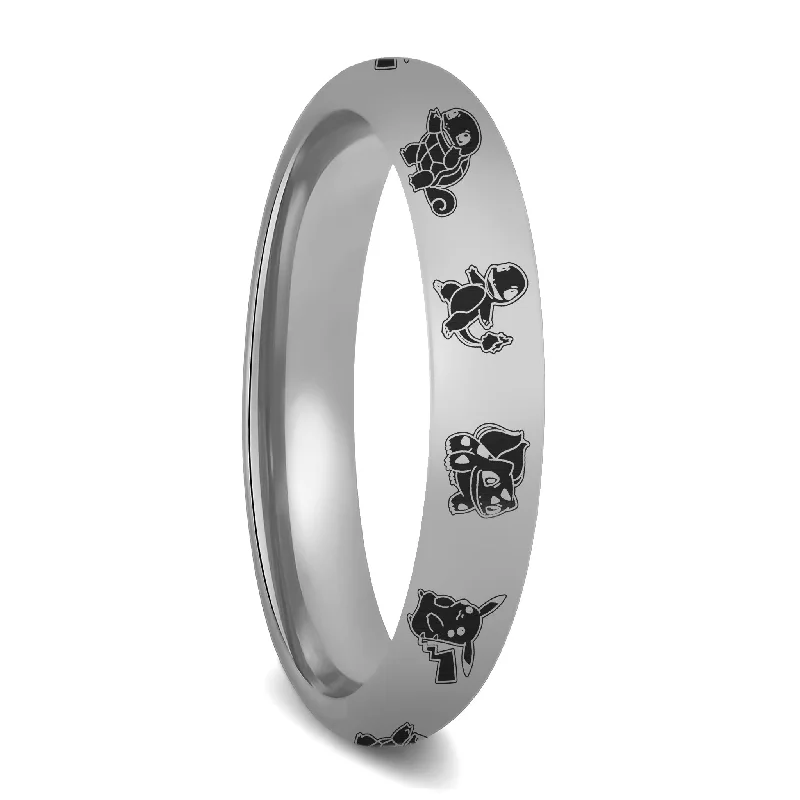 Women’s princess-cut rings-Pokémon Domed Tungsten Women's Wedding Band