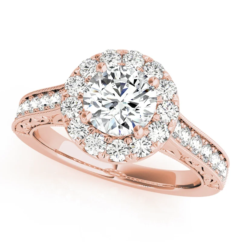 Women’s engagement rings with white gold bands-Auriya 14k Rose Gold Lab Grown Round Diamond Halo Engagement Ring 0.50 to 5.00 ct. tw. (F-G VS)