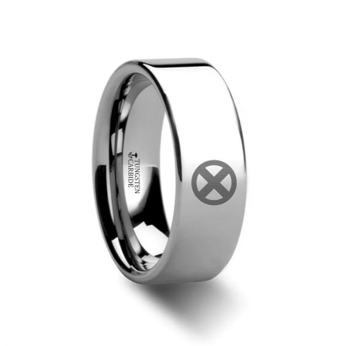 Stackable rings for women-X Men Tungsten Men's Wedding Band