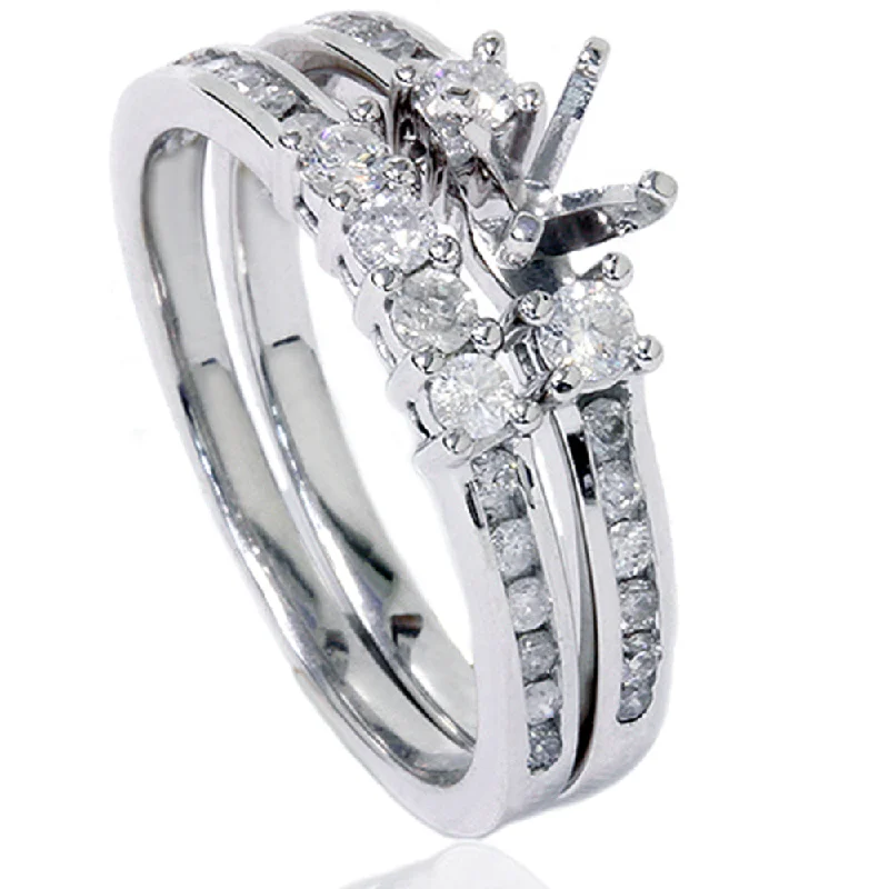 Engagement rings with pear-shaped diamonds-1/2ct Diamond Engagement Wedding Ring Semi Mount 14K White Gold