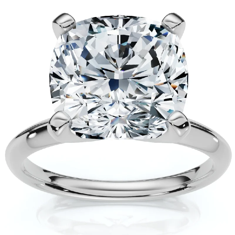 Women’s radiant cut engagement rings-Certified 5Ct Cushion Diamond Engagement Ring Lab Grown 14k Gold or Platinum