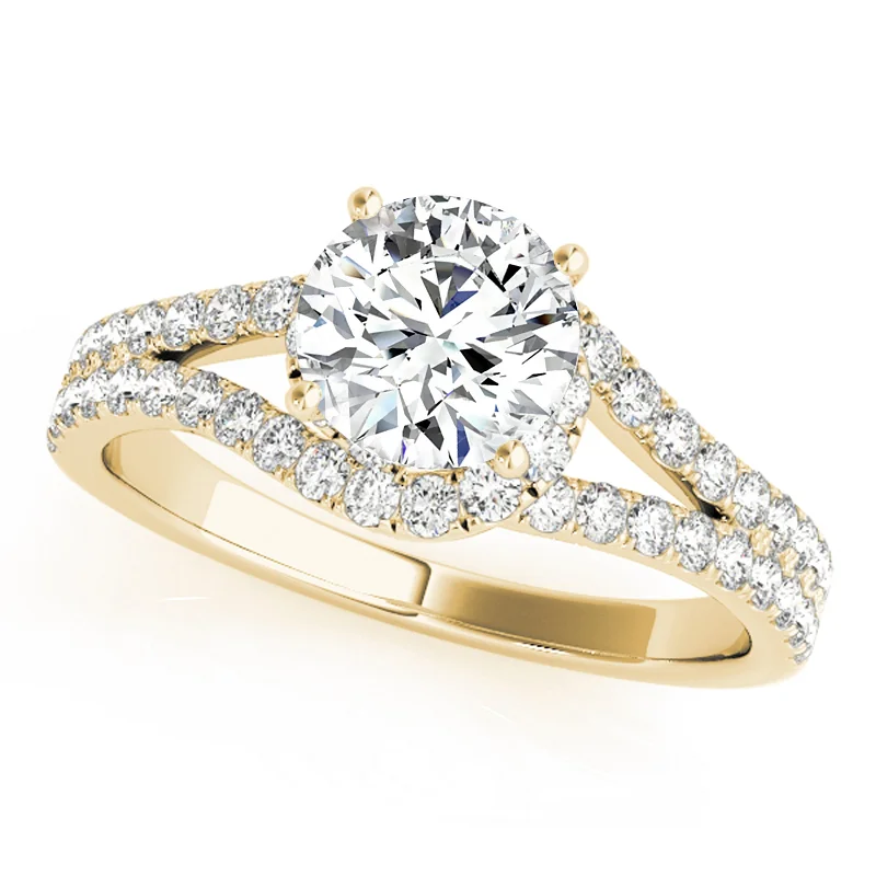 Elegant engagement rings for women-Auriya 14k Yellow Gold Lab Grown Round Diamond Halo Engagement Ring 0.50 to 5.00 ct. tw. (F-G VS)