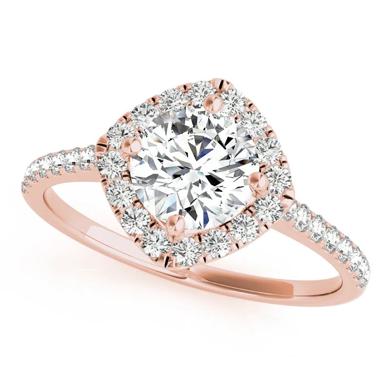 Women’s vintage-style engagement rings with diamonds-Auriya 14k Rose Gold Lab Grown Round Diamond Halo Engagement Ring 0.50 to 5.00 ct. tw. (F-G VS)