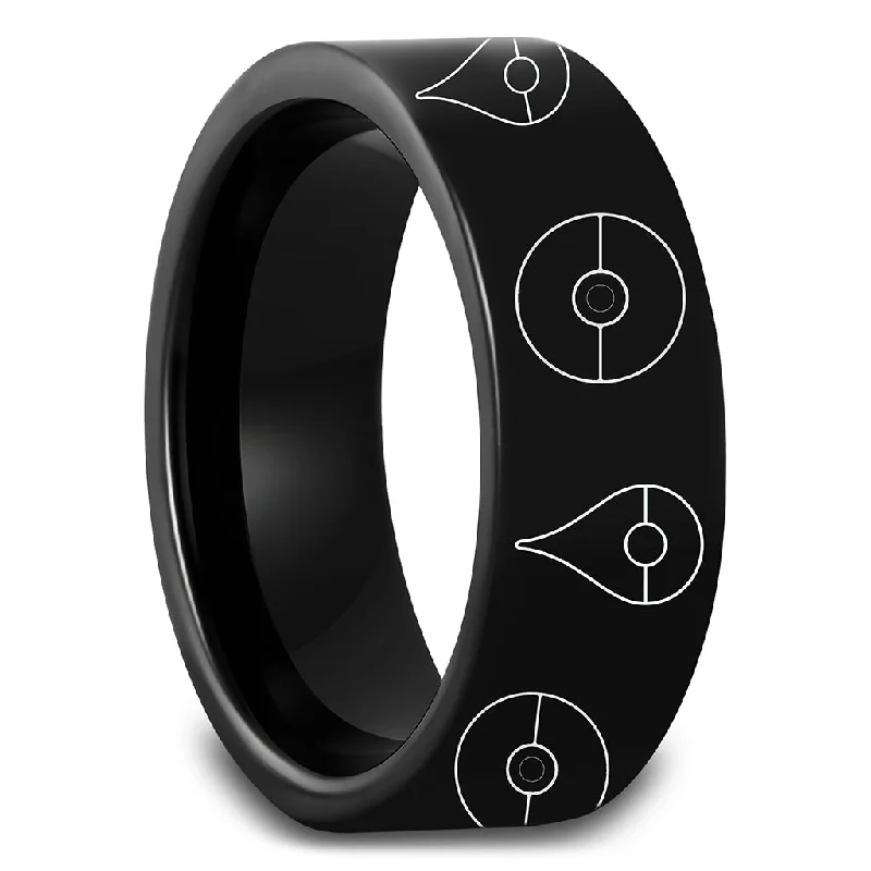 Women’s eternity rings-Pokemon Go Black Tungsten Men's Wedding Band