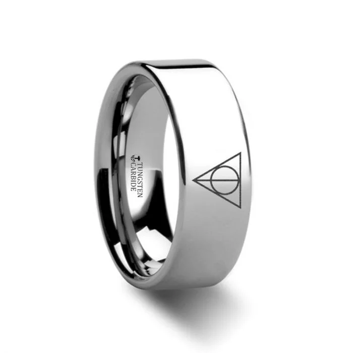 Women’s rings with opal stones-Harry Potter Deathly Hallows Tungsten Men's Wedding Band