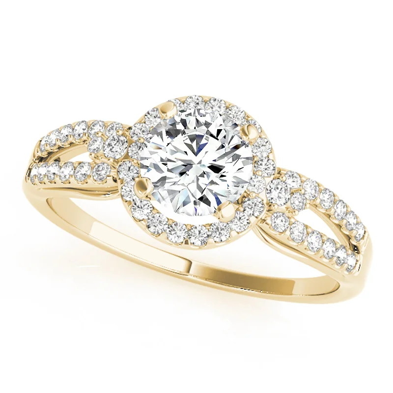 Vintage engagement rings for women-Auriya 14k Yellow Gold Lab Grown Round Diamond Halo Engagement Ring 0.50 to 5.00 ct. tw. (F-G VS)