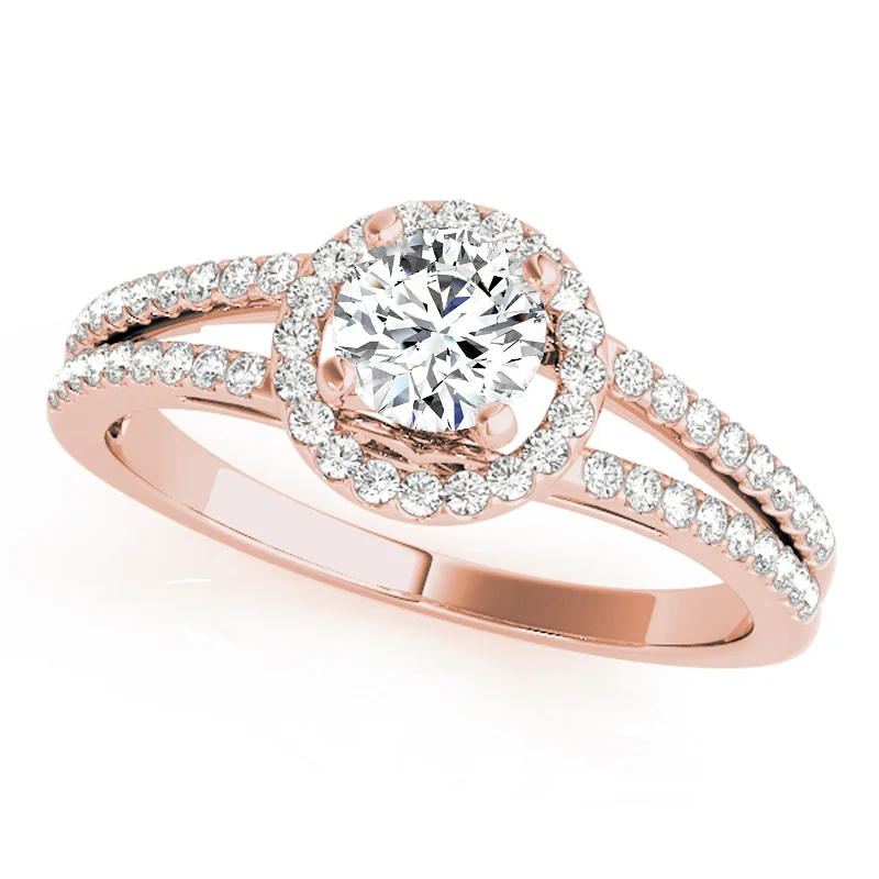 Rose gold engagement rings for women-Auriya 14k Rose Gold Lab Grown Round Diamond Halo Engagement Ring 0.50 to 5.00 ct. tw. (F-G VS)