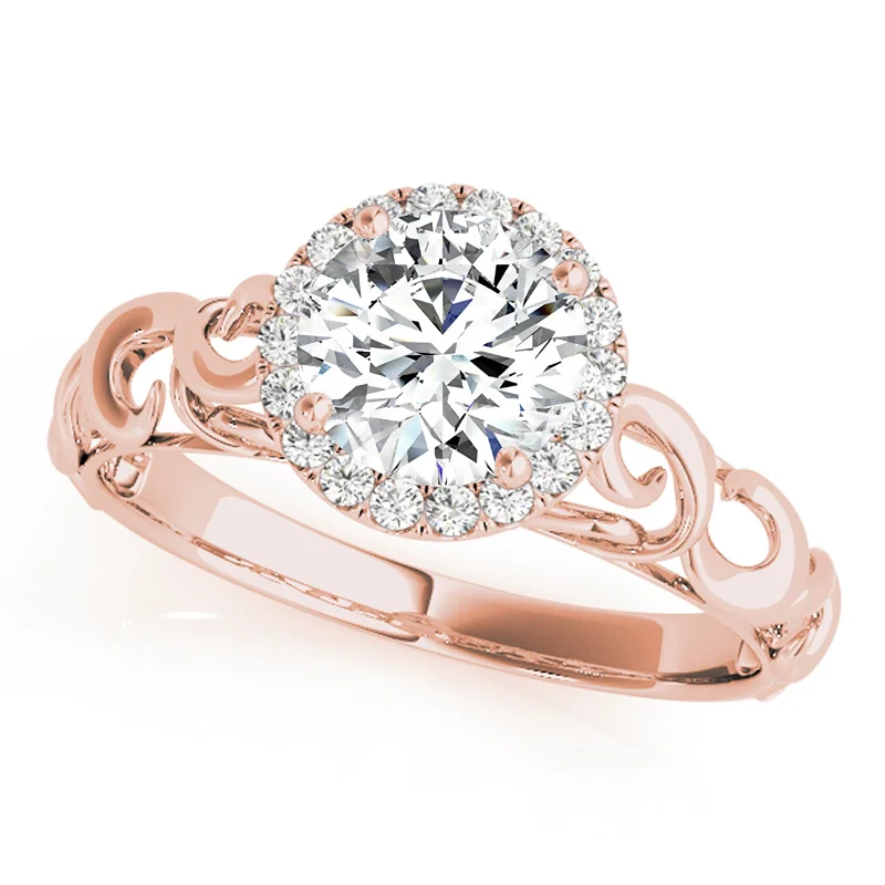 White gold engagement rings for women-Auriya 14k Rose Gold Lab Grown Round Diamond Halo Engagement Ring 0.50 to 5.00 ct. tw. (F-G VS)