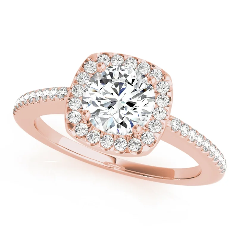 Engagement rings with colored gemstone accents-Auriya 14k-Rose Gold Lab Grown Round Diamond Halo Engagement Ring 0.50 to 5.00 ct. tw. (F-G VS)