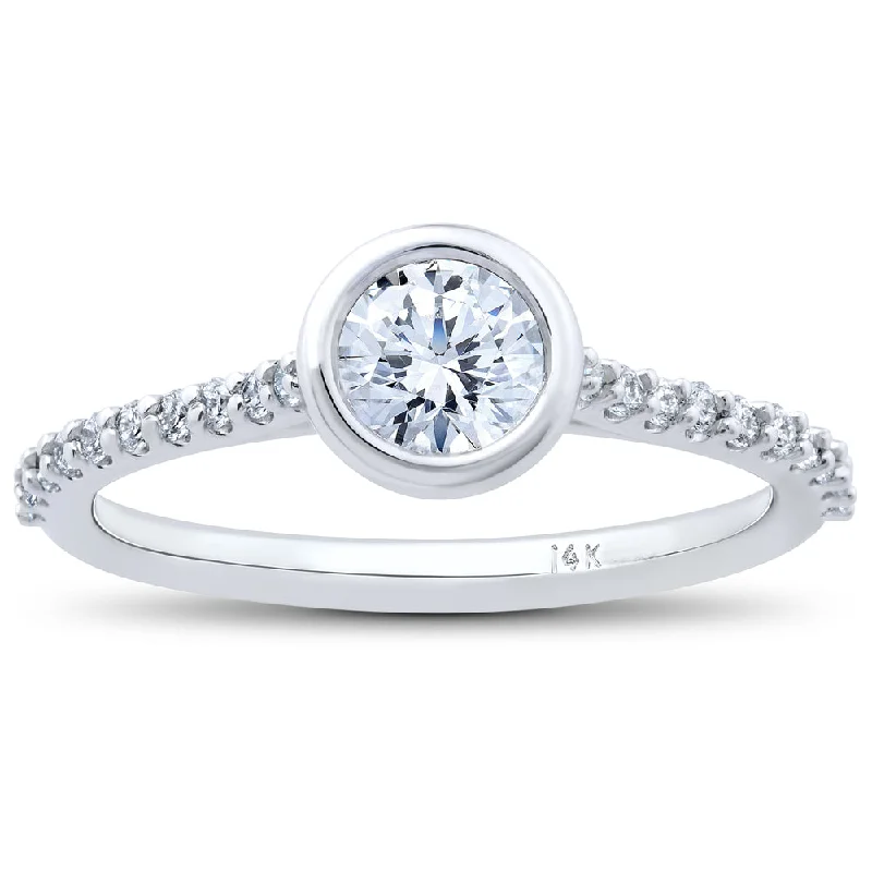 Personalized engagement rings for women-3/4ct Charlotte Lab Created Diamond Engagement Ring 14k White Gold