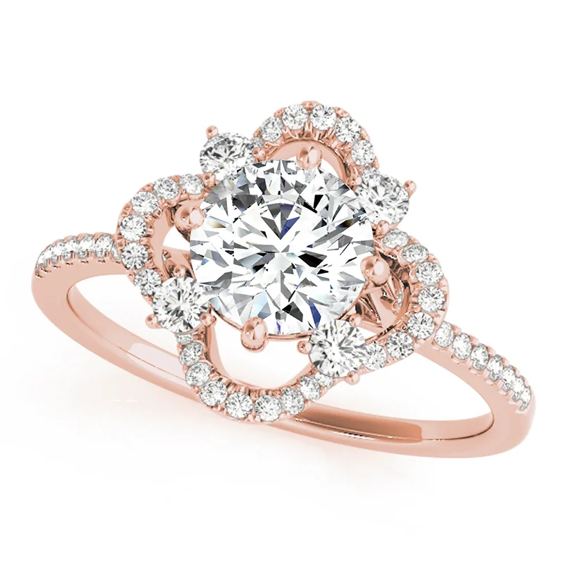 Women’s emerald engagement rings-Auriya 14k Rose Gold Lab Grown Round Diamond Halo Engagement Ring 0.50 to 5.00 ct. tw. (F-G VS)