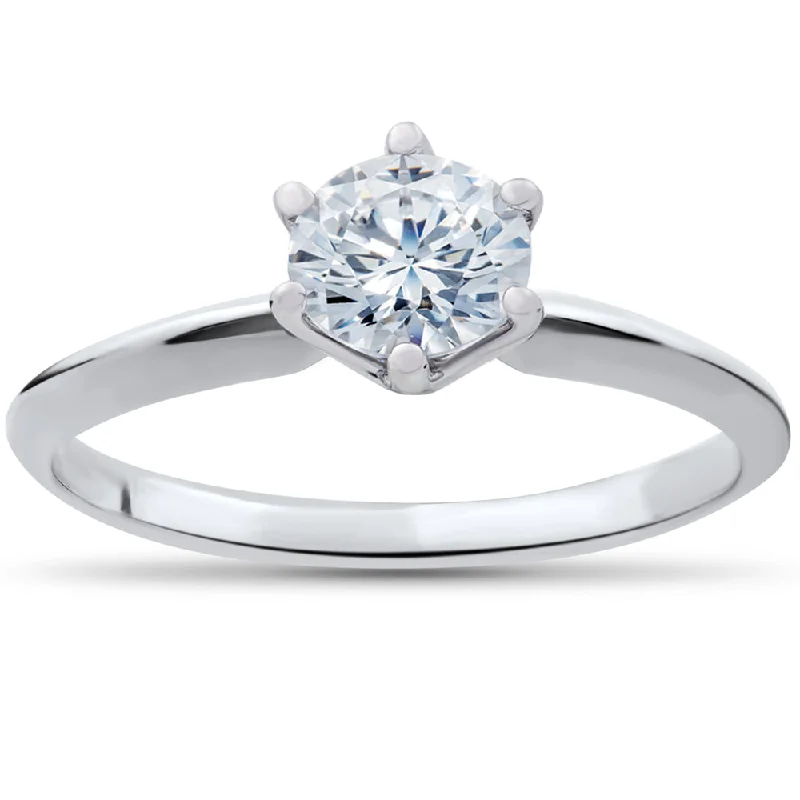 Unique gemstone engagement rings-1/2ct Solitaire Diamond Engagement Ring 14K White Gold