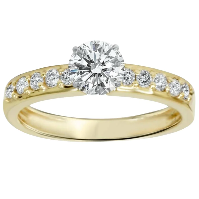 Engagement rings with unique diamond shapes-1ct Yellow Gold Diamond Engagement Ring 14K