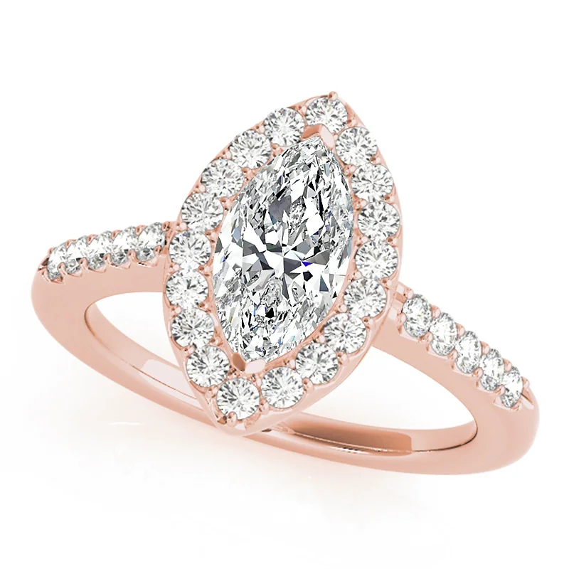 Women’s yellow gold engagement rings-Auriya 14k Rose Gold Lab Grown Marquise Diamond Halo Engagement Ring 0.50 to 5.00 ct. tw. (F-G VS)