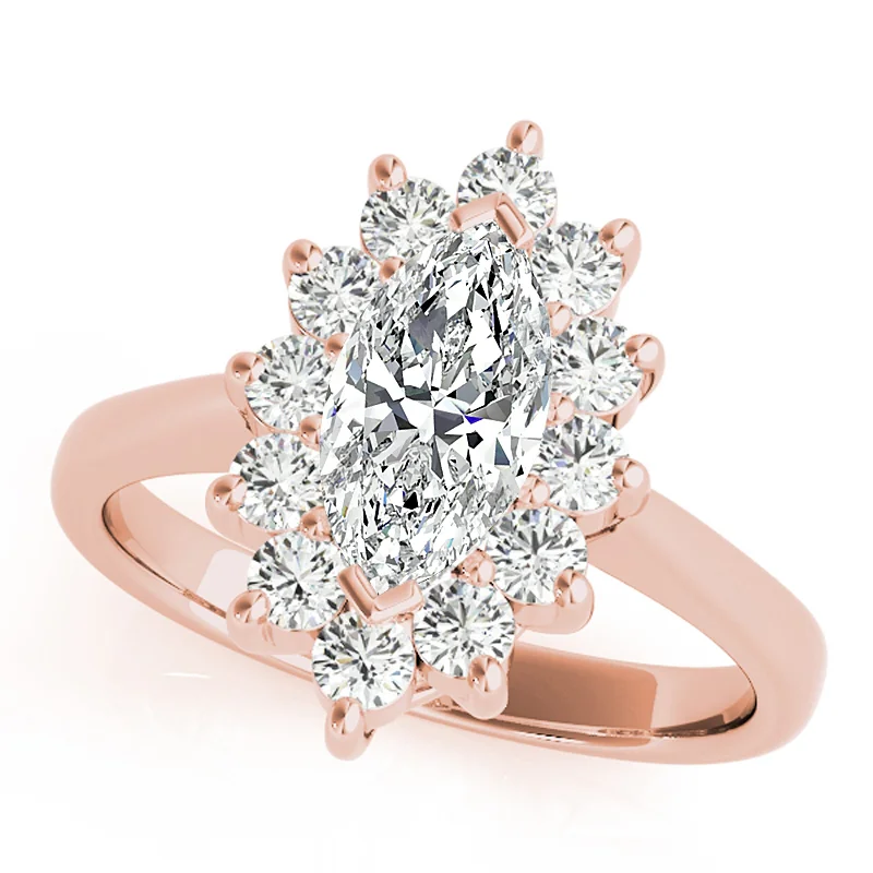 Engagement rings with platinum and diamonds-Auriya 14k Rose Gold Lab Grown Marquise Diamond Halo Engagement Ring 0.50 to 5.00 ct. tw. (F-G VS)