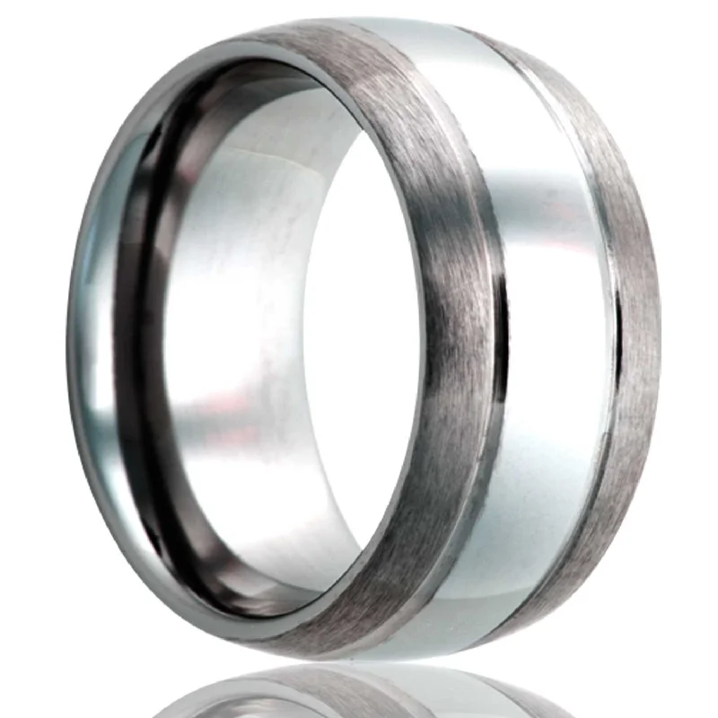 Women’s rings with intricate designs-Domed Tungsten Wedding Band with Satin Finish Edges