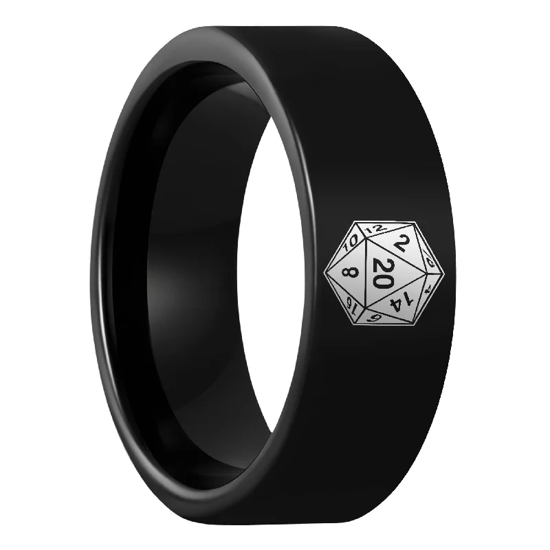 Women’s rings for special occasions-D20 Black Tungsten Men's Wedding Band