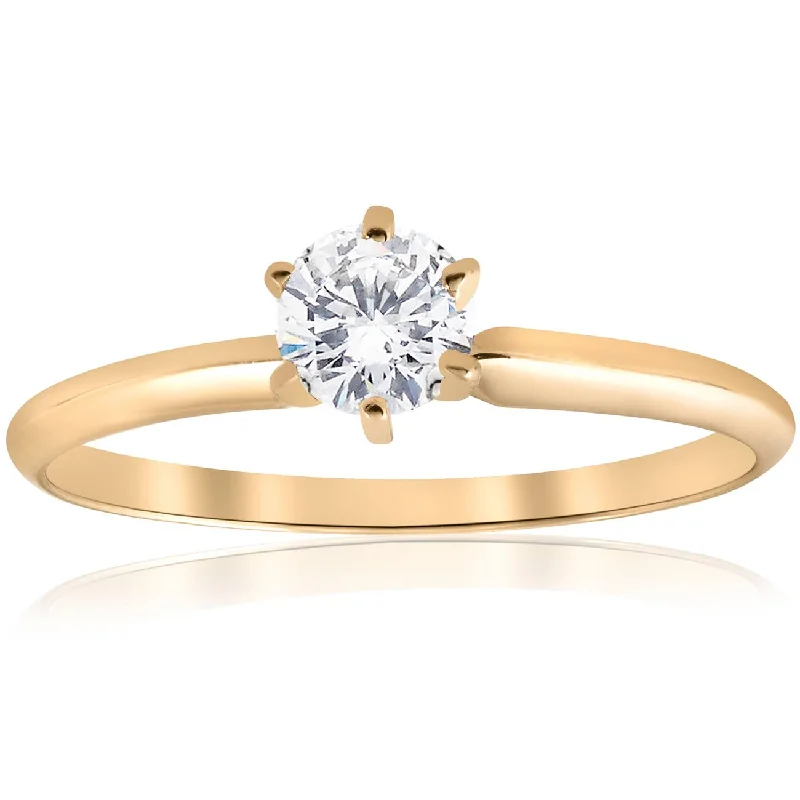 Women’s engagement rings with diamond clusters-14k Yellow Gold 1/2ct Round Solitaire Diamond Engagement Ring