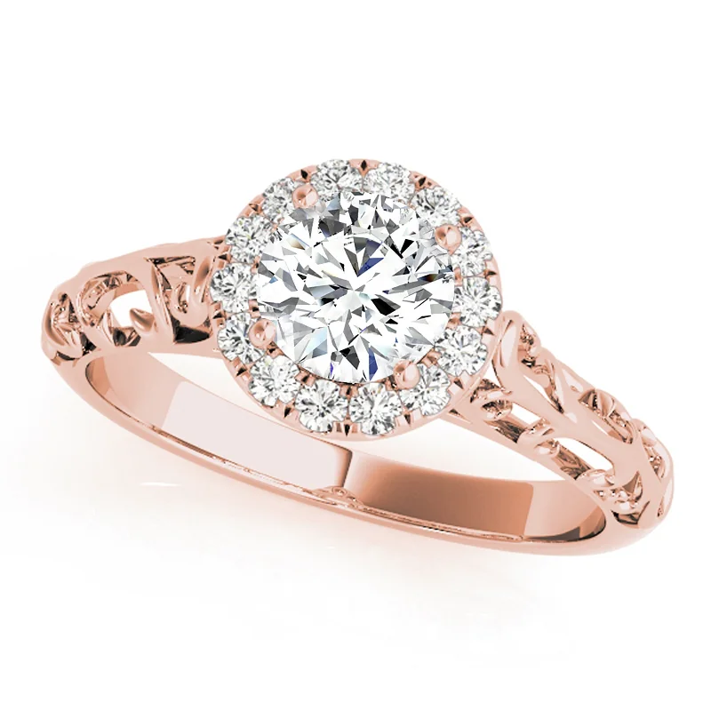 Women’s engagement rings with diamond accents and halo-Auriya 14k Rose Gold Lab Grown Round Diamond Halo Engagement Ring 0.50 to 5.00 ct. tw. (F-G VS)