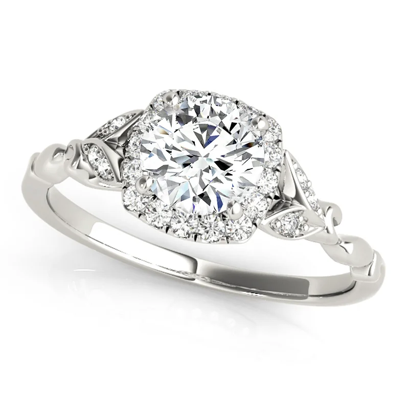 Engagement rings with unique diamond shapes-Auriya 14k White Gold Lab Grown Round Diamond Halo Engagement Ring 0.50 to 5.00 ct. tw. (F-G VS)