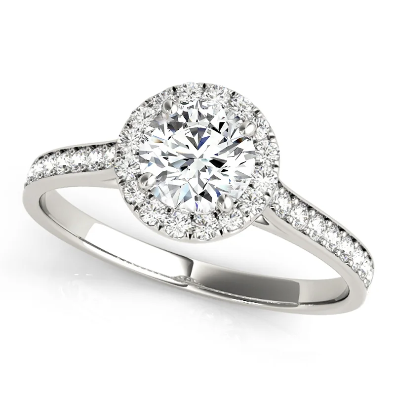 Women’s engagement rings with white gold bands-Auriya 14k White Gold Lab Grown Round Diamond Halo Engagement Ring 0.50 to 5.00 ct. tw. (F-G VS)