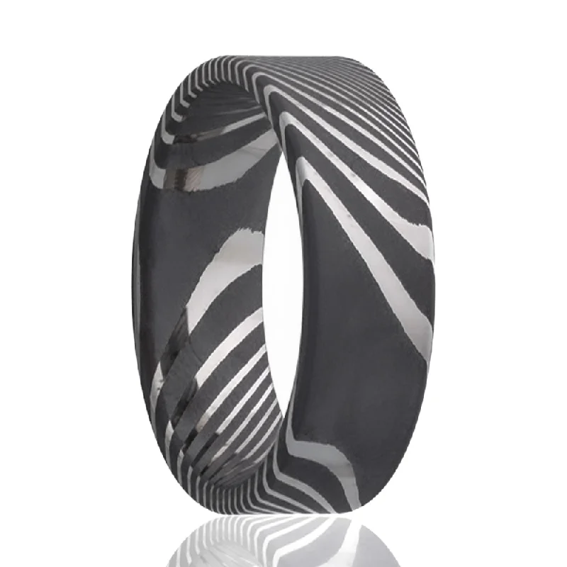 Women’s rings for formal events-Damascus Steel Wedding Band