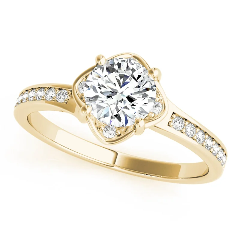 Engagement rings with diamond eternity bands-Auriya 14k Yellow Gold Lab Grown Round Diamond Halo Engagement Ring 0.50 to 5.00 ct. tw. (F-G VS)