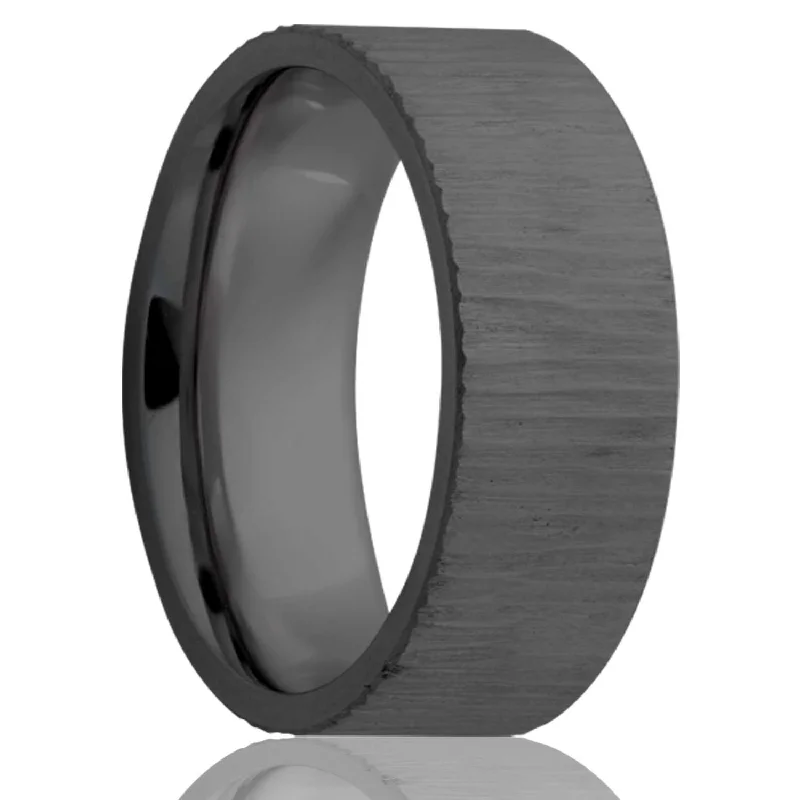 Trendy rings for women-Treebark Zirconium Wedding Band