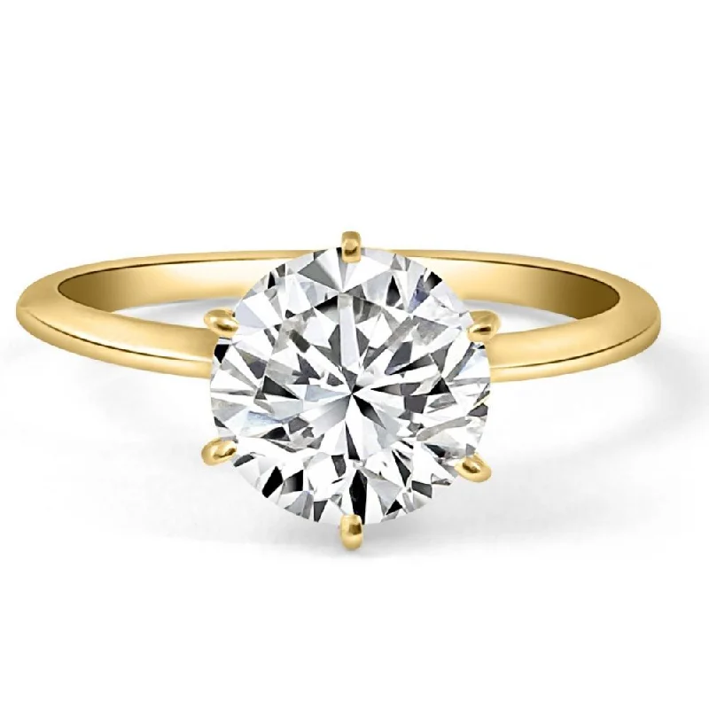 Engagement rings with princess and round cuts-Certified 2CT Lab Grown Diamond Solitaire Engagement Ring 14k Yellow Gold E/VVS2