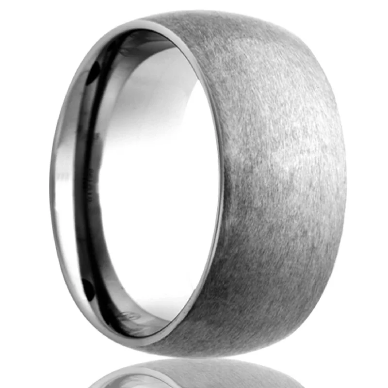 Women’s large stone rings-Domed Satin Finish Tungsten Wedding Band