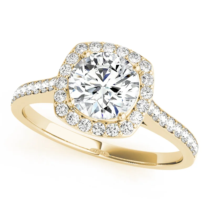 Women’s rose gold solitaire engagement rings-Auriya 14k-Yellow Gold Lab Grown Round Diamond Halo Engagement Ring 0.50 to 5.00 ct. tw. (F-G VS)