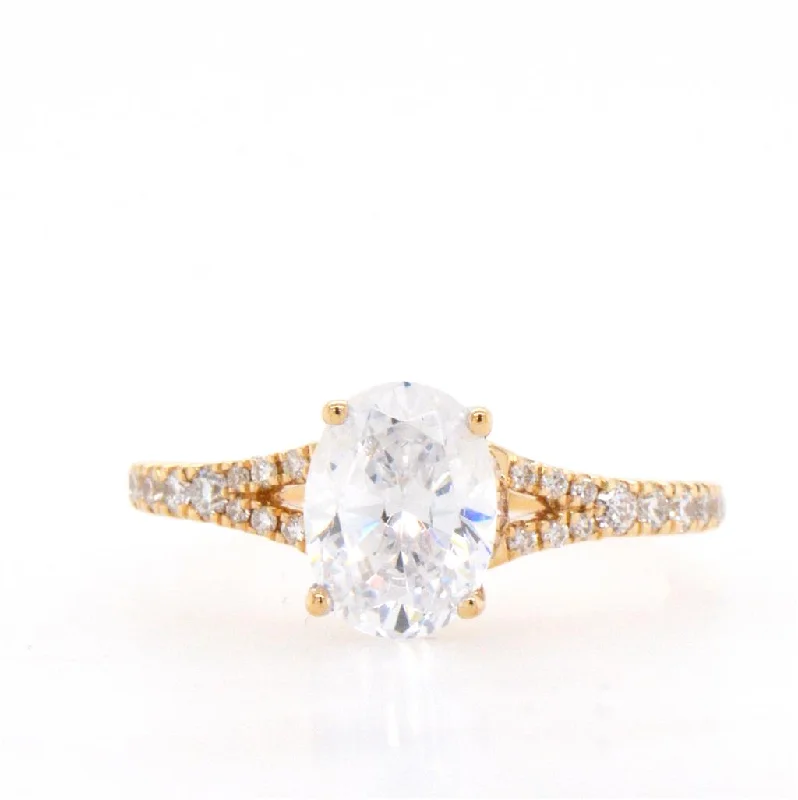 Engagement rings with moonstone accents-14K Yellow Gold Diamond Engagement Ring