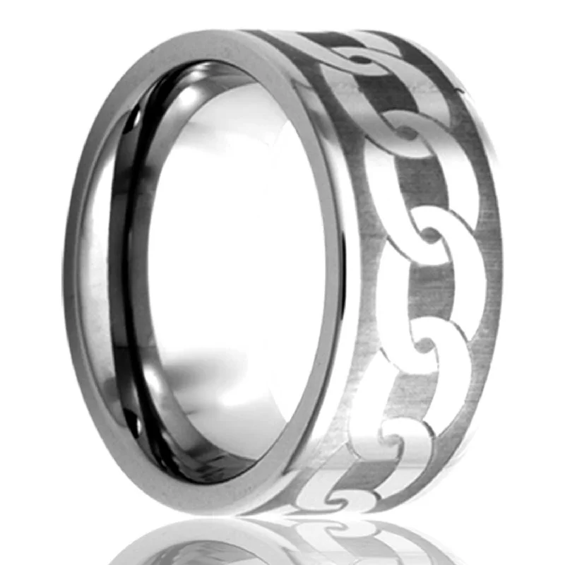 Women’s rings with intricate stone settings-Chain Pattern Tungsten Wedding Band