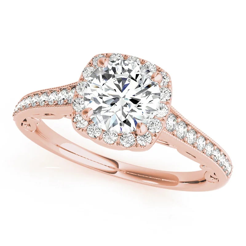 Vintage engagement rings for women-Auriya 14k Rose Gold Lab Grown Round Diamond Halo Engagement Ring 0.50 to 5.00 ct. tw. (F-G VS)