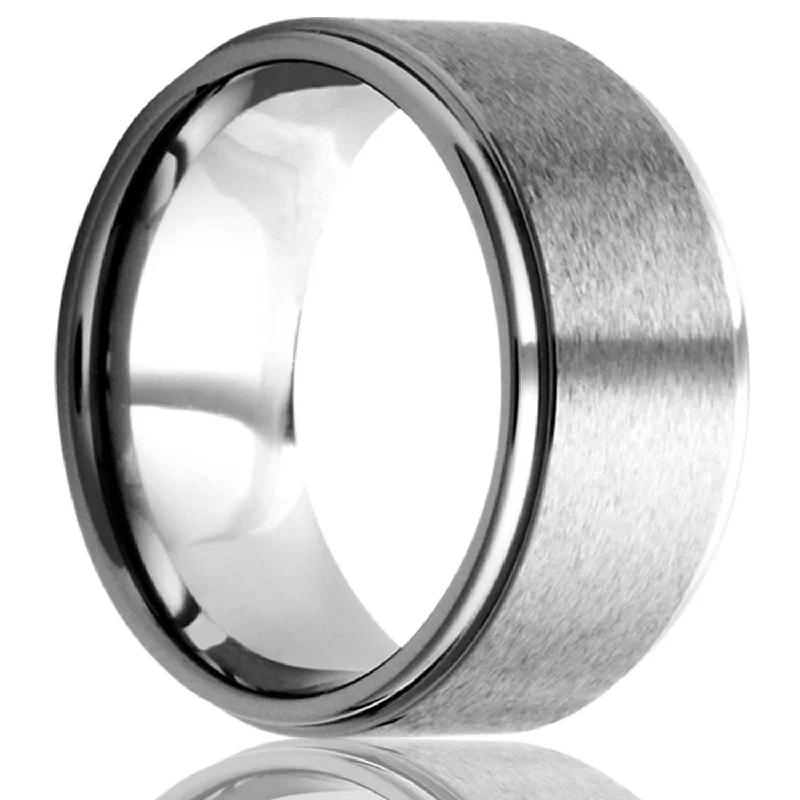 Women’s wedding rings-Satin Finish Tantalum Wedding Band with Stepped Edges