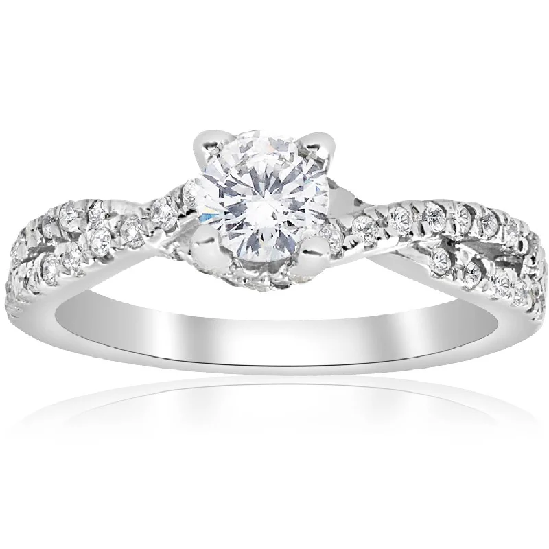 Engagement rings with platinum and vintage designs-3/4ct Diamond Infinity Engagement Twist Ring 14K White Gold