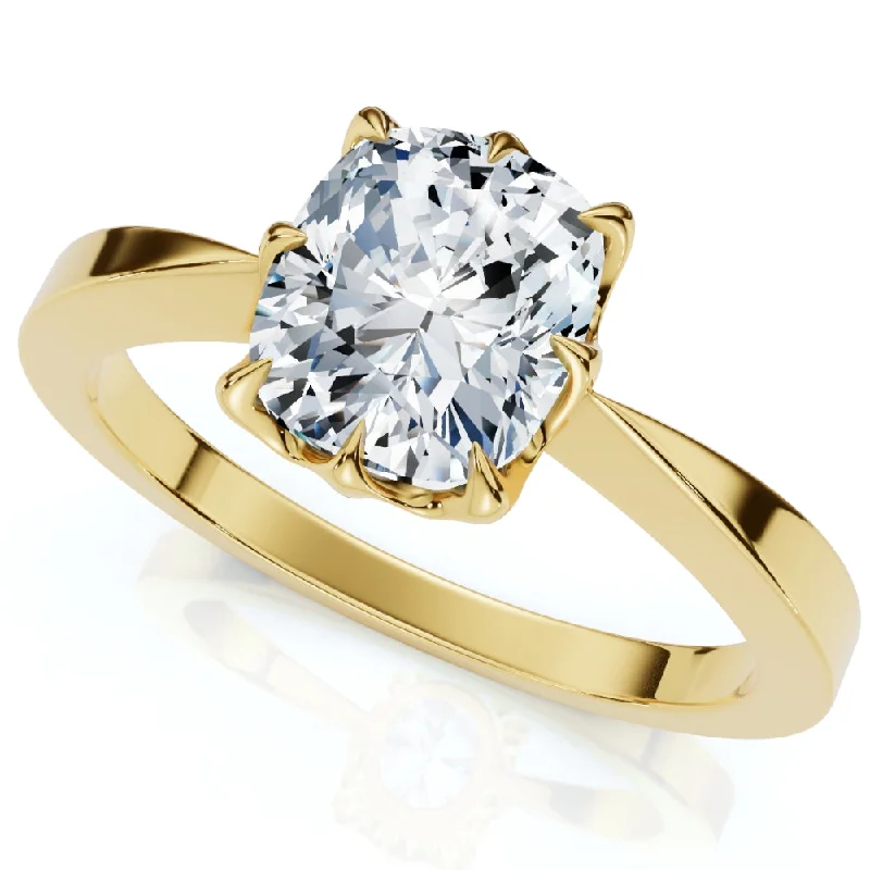 Engagement rings with lab-grown diamonds-1 1/2Ct Cushion Solitaire Diamond Engagement Ring 14k Gold Lab Grown