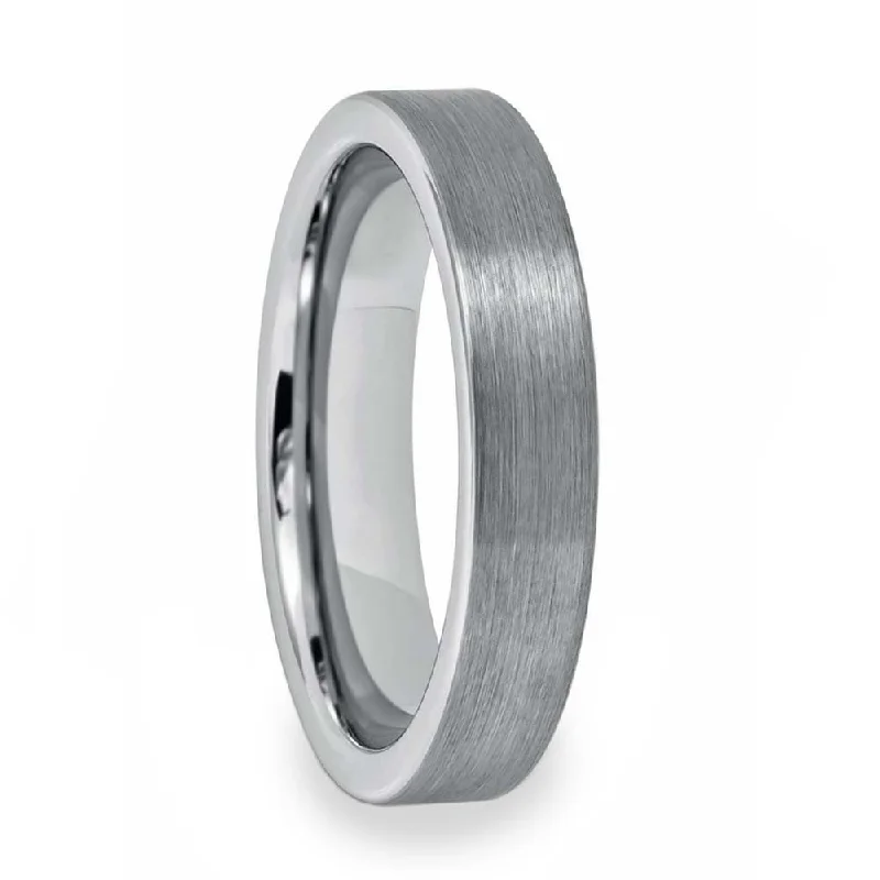 Women’s diamond wedding rings-Brushed Matte Tungsten Women's Wedding Band