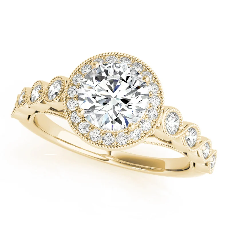 Women’s halo engagement rings with sapphires-Auriya 14k Yellow Gold Lab Grown Round Diamond Halo Engagement Ring 0.50 to 5.00 ct. tw. (F-G VS)