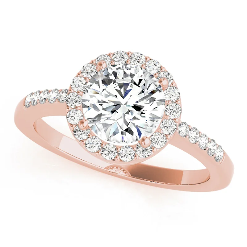 Women’s emerald engagement rings-Auriya 14k Rose Gold Lab Grown Round Diamond Halo Engagement Ring 0.50 to 5.00 ct. tw. (F-G VS)