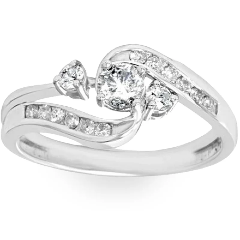 Engagement rings with platinum and sapphire-1/2ct Twist Diamond Engagement Wedding Ring Set 14K White Gold