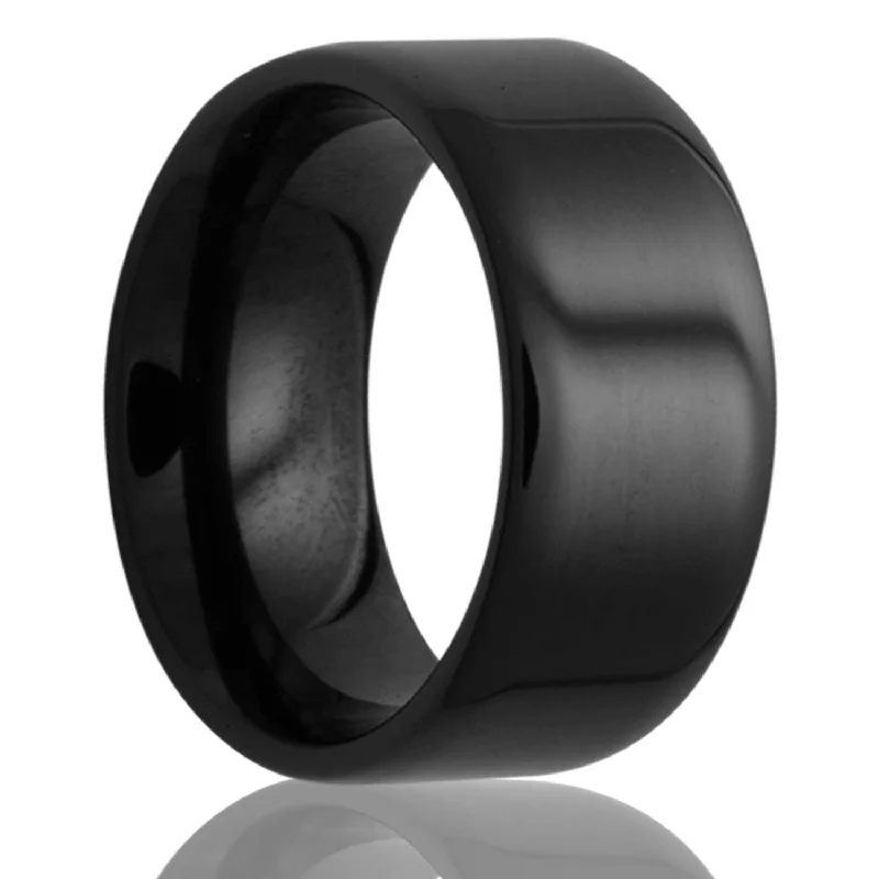 Women’s gemstone cocktail rings-Classic Black Ceramic Wedding Band