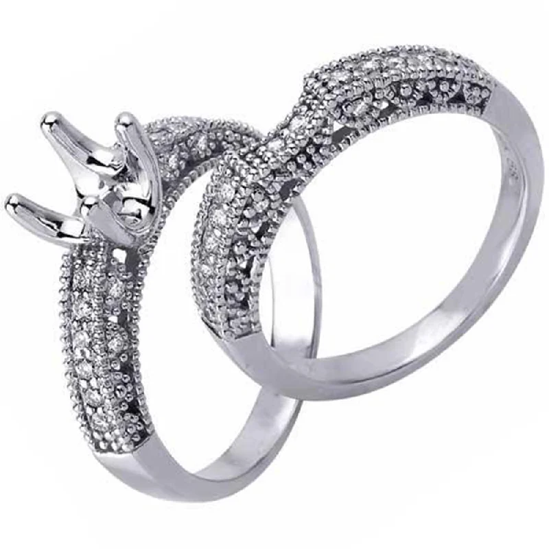 Engagement rings with oval diamonds-5/8ct Diamond Engagement Matching Wedding Ring Setting