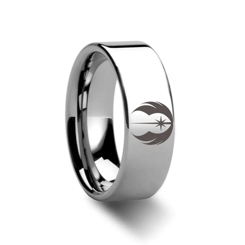 Affordable engagement rings for women-Star Wars Jedi Order Tungsten Men's Wedding Band