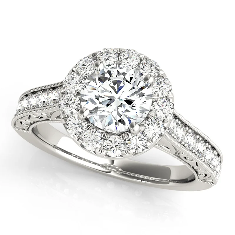 Custom-designed engagement rings-Auriya 14k White Gold Lab Grown Round Diamond Halo Engagement Ring 0.50 to 5.00 ct. tw. (F-G VS)