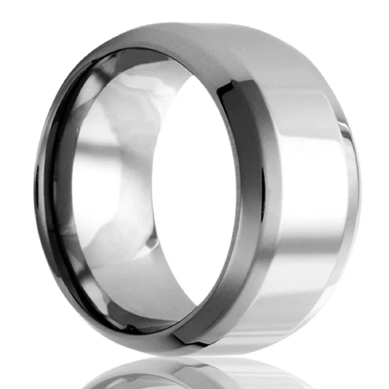 Trendy fashion rings for women-Beveled Edges Tungsten Wedding Band