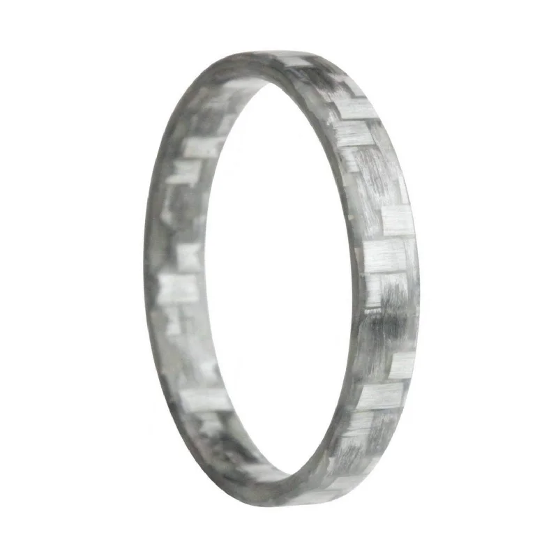 Women’s rings with diamonds-Extra Thin Stackable Aluminized Glass Fiber Wedding Band